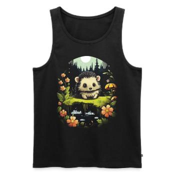Kawaii Landschaft Tier Igel - Männer Premium Bio Tank Top - Schwarz - Vorne - Michal (187cm)