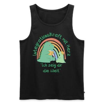 Integrationskraft mit Herz - Ich zeig dir die Welt - Männer Premium Bio Tank Top - Schwarz - Vorne - AI Model Male 178 light (178cm)
