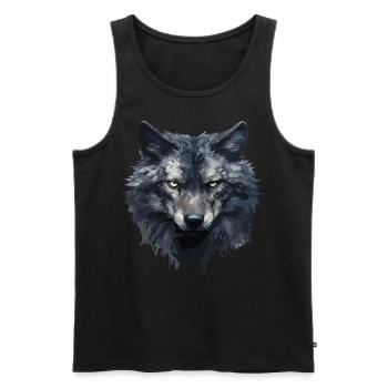 Cooles Wolfs Design - Männer Premium Bio Tank Top - Schwarz - Vorne - AI Model Male 178 light (178cm)