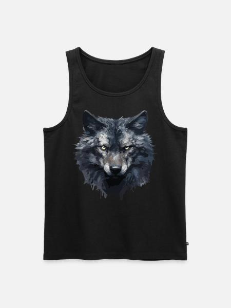Cooles Wolfs Design - Männer Premium Bio Tank Top - Schwarz