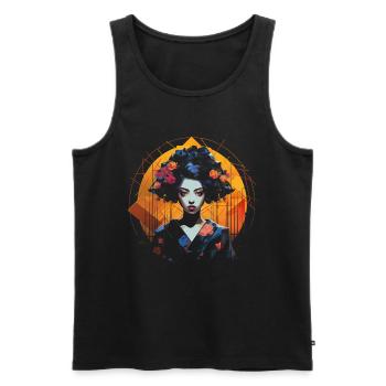 Geisha Manga Japon Art du samouraï - Débardeur bio Premium Homme - noir - Devant - AI Model Male 178 light (178cm)
