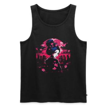 Geisha Manga Japon Art du samouraï - Débardeur bio Premium Homme - noir - Devant - AI Model Male 178 light (178cm)