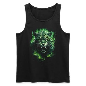 Fantasy, Green Jungle, Wildcat, Rainforest - Men's Premium Organic Tank Top - black - Front - Michal (187cm)
