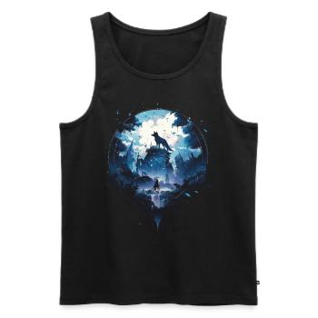 Majestic Wolf Wolves - Men's Premium Organic Tank Top - black - Front - Michal (187cm)
