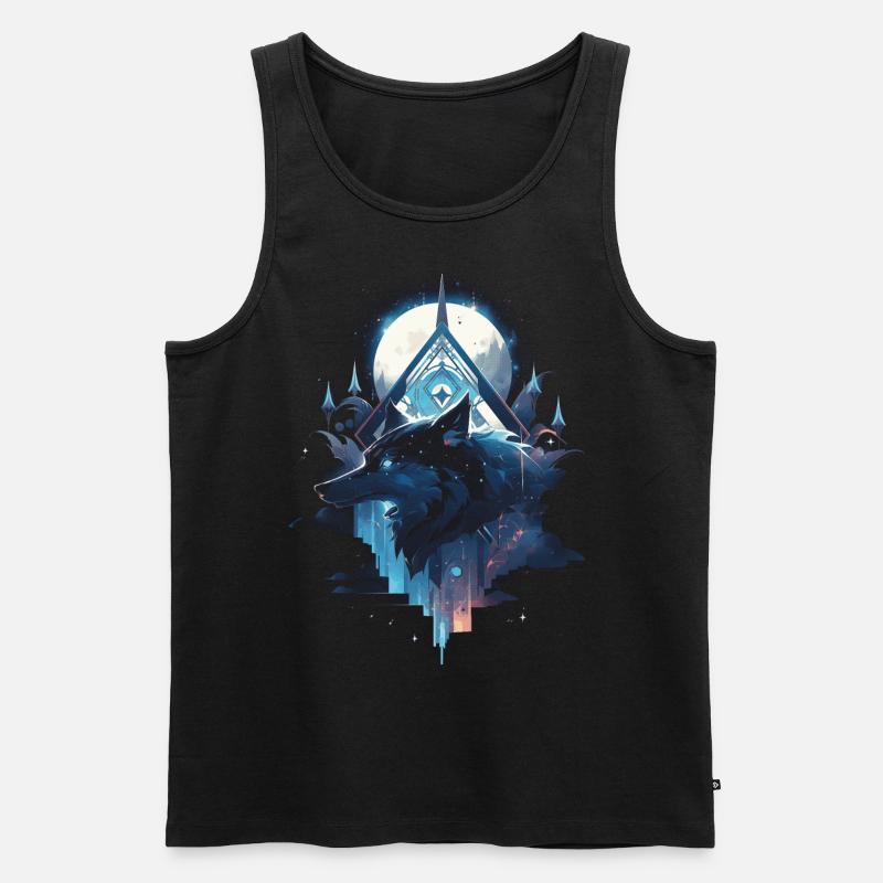 Majestätischer Wolf Wölfe - Männer Premium Bio Tank Top - Schwarz