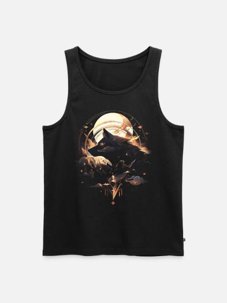 Wolf Digitales Kunstwerk Tier - Männer Premium Bio Tank Top - Schwarz