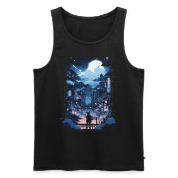 Cyberpunk Manga Kyoto Glitch - Débardeur bio Premium Homme - noir - Devant - Michal (187cm)