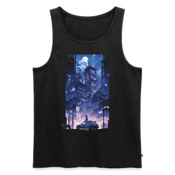 Cyberpunk Manga Kyoto Glitch - Débardeur bio Premium Homme - noir - Devant - Michal (187cm)