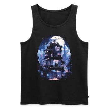 Cyberpunk Manga Kyoto Glitch - Débardeur bio Premium Homme - noir - Devant - Michal (187cm)