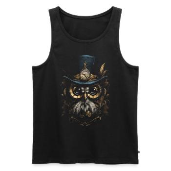 Steampunk Mechanische Eule Viktorianisch Vogel - Männer Premium Bio Tank Top - Schwarz - Vorne - AI Model Male 178 light (178cm)