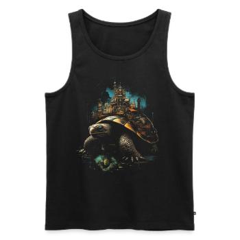 Steampunk Fantasy City Turtle - Men's Premium Organic Tank Top - black - Front - Michal (187cm)