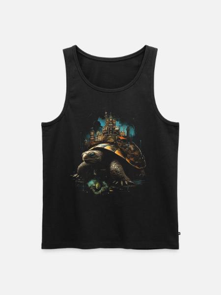 Steampunk Fantasy City Turtle - Men's Premium Organic Tank Top - black
