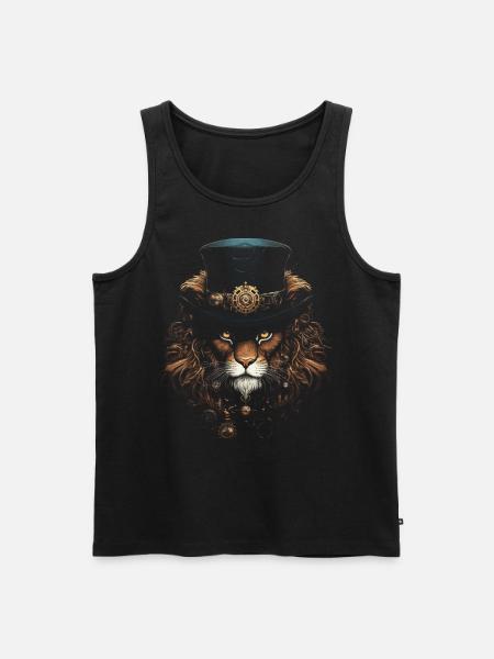 Steampunk Fantasy-Kunstwerk Löwen - Männer Premium Bio Tank Top - Schwarz