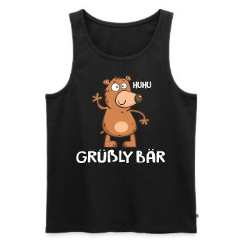 Grüßlybär - Männer Premium Bio Tank Top - Schwarz - Vorne - Michal (187cm)