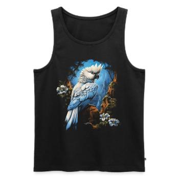 Plumes de perroquet tropical oiseau majestueux - Débardeur bio Premium Homme - noir - Devant - Michal (187cm)