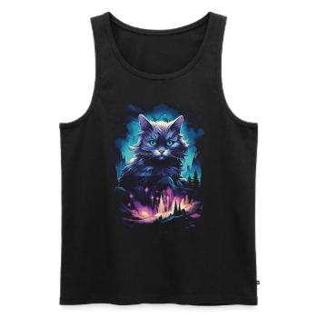Artwork Cat Kitten Fantasy Fairy Tale - Men's Premium Organic Tank Top - black - Front - AI Model Male 178 light (178cm)
