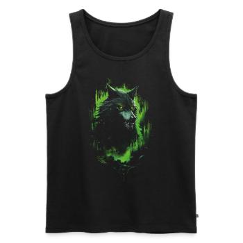Fantasy Wolf Horror Wald - Männer Premium Bio Tank Top - Schwarz - Vorne - Michal (187cm)