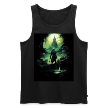 Fantasy Chevalier Château Magie Conte de Fées Mythique Gothique - Débardeur bio Premium Homme - noir - Devant - AI Model Male 178 light (178cm)