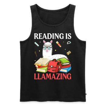 Reading is Llamazing- Llama gifts -Llama Tshirt - Men's Premium Organic Tank Top - black - Front - Michal (187cm)