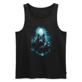 Dark Art Wolf Forest Mythical - Men's Premium Organic Tank Top - black - Front - Michal (187cm)