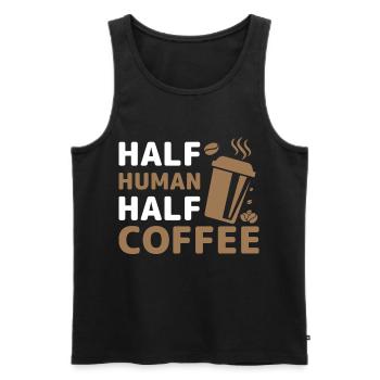 half human half coffee- Kaffee geschenke - Männer Premium Bio Tank Top - Schwarz - Vorne - Michal (187cm)