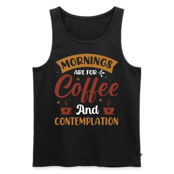 Le matin, c’est pour le café- Kaffee Sprüche - Kaffee - Débardeur bio Premium Homme - noir - Devant - Michal (187cm)