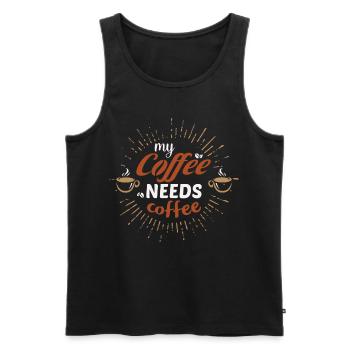 my coffee needs coffee- Kaffee geschenkidee - Männer Premium Bio Tank Top - Schwarz - Vorne - Michal (187cm)