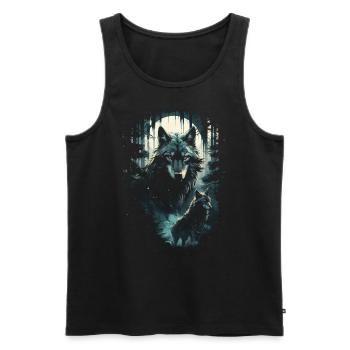 Fantasy Wolf Magic Pack Mysterious - Men's Premium Organic Tank Top - black - Front - Michal (187cm)