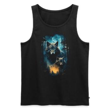 Fantasy Wolf Magic Pack Mysterious - Men's Premium Organic Tank Top - black - Front - Michal (187cm)