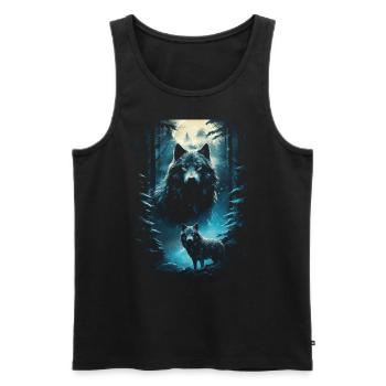Fantasy Wolf Magic Pack Mysterious - Men's Premium Organic Tank Top - black - Front - Michal (187cm)