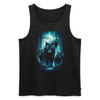 Fantasy Wolf Magic Pack Mysterious - Men's Premium Organic Tank Top - black - Front - Michal (187cm)