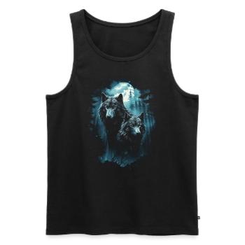 Fantasy Wolf Moon Wolf Pack Mythology - Men's Premium Organic Tank Top - black - Front - Michal (187cm)