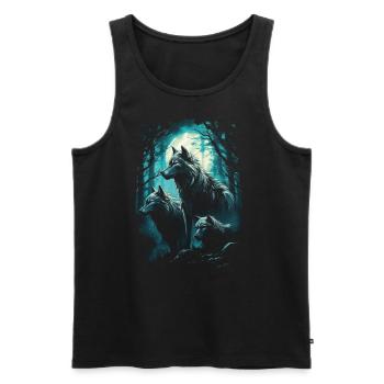 Fantasy Wolf Magic Pack Mysterious - Men's Premium Organic Tank Top - black - Front - Michal (187cm)