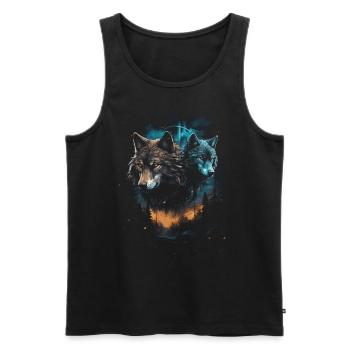 Dark Art Wolf Forest Mythical - Men's Premium Organic Tank Top - black - Front - Michal (187cm)