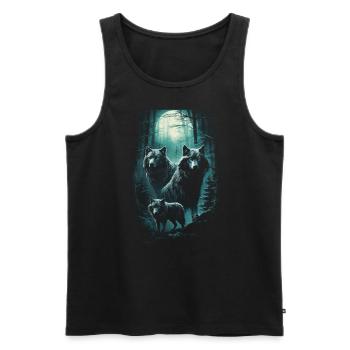 Fantasy Wolf Moon Wolf Pack Mythology - Men's Premium Organic Tank Top - black - Front - Michal (187cm)