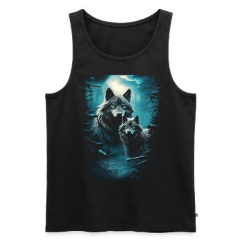 Fantasy Wolf Moon Wolf Pack Mythology - Men's Premium Organic Tank Top - black - Front - Michal (187cm)