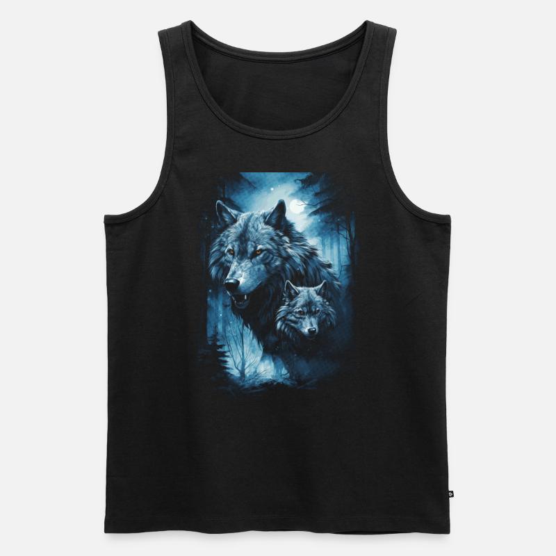 Dunkle Kunst Wolf Wald Mythisch - Männer Premium Bio Tank Top - Schwarz