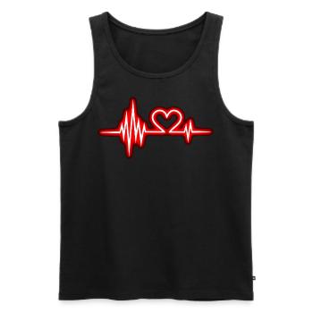 Battement de coeur, Saint-Valentin, Coeur, Pouls, Amour, Néon - Débardeur bio Premium Homme - noir - Devant - AI Model Male 178 light (178cm)