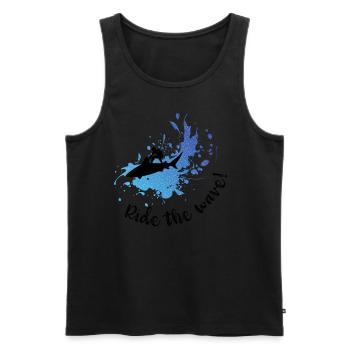 Ride the wave! - Men's Premium Organic Tank Top - black - Front - AI Model Male 178 light (178cm)