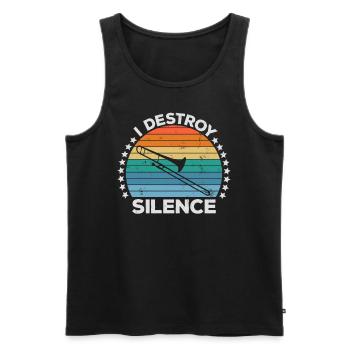 Destroy Silence Marching Band Trombone Trombonist - Men's Premium Organic Tank Top - black - Front - AI Model Male 178 light (178cm)