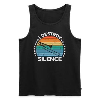 Destroy Silence Marching Band Trombone Trombonist - Men's Premium Organic Tank Top - black - Front - AI Model Male 178 light (178cm)