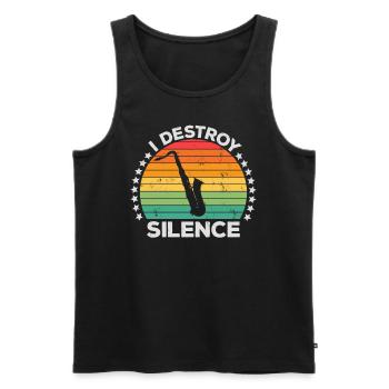 Destroy Silence Holzblassaxophon Saxophonist - Männer Premium Bio Tank Top - Schwarz - Vorne - Michal (187cm)