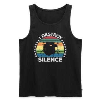I Destroy Silence Percussion Batteur Percussionniste - Débardeur bio Premium Homme - noir - Devant - AI Model Male 178 light (178cm)
