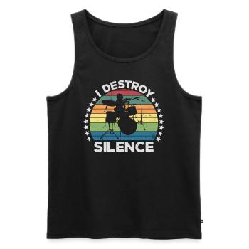 I Destroy Silence Percussion Drummer Percussionist - Men's Premium Organic Tank Top - black - Front - AI Model Male 178 light (178cm)
