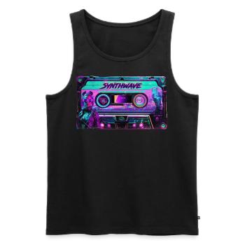 Synthwave Cassette - Men's Premium Organic Tank Top - black - Front - AI Model Male 178 light (178cm)