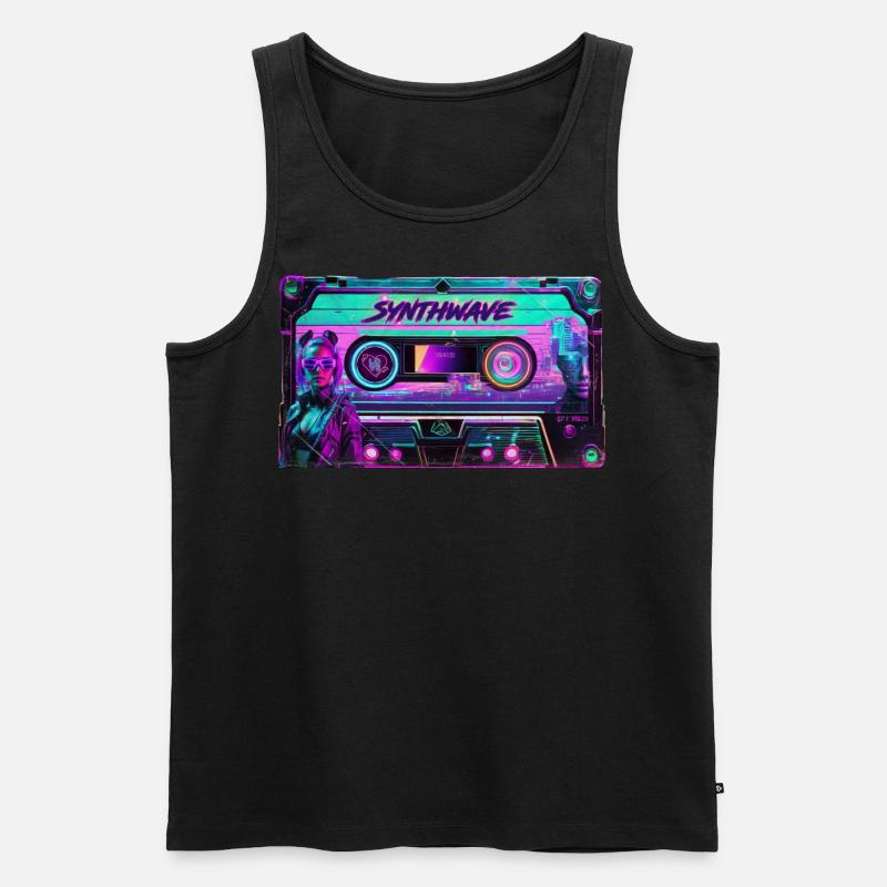 Synthwave Cassette - Männer Premium Bio Tank Top - Schwarz