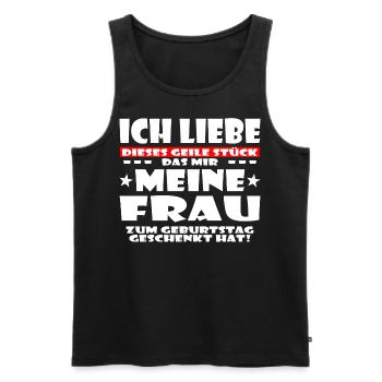 ICH LIEBE MEINE FRAU - Männer Premium Bio Tank Top - Schwarz - Vorne - Michal (187cm)