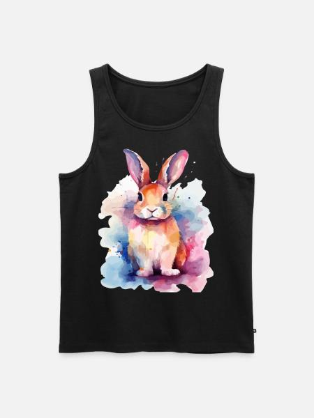 Bunter Aquarellhase - Männer Premium Bio Tank Top - Schwarz
