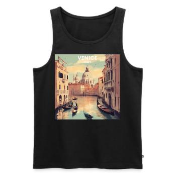 Affiche Vintage Italie Venise - Débardeur bio Premium Homme - noir - Devant - Michal (187cm)