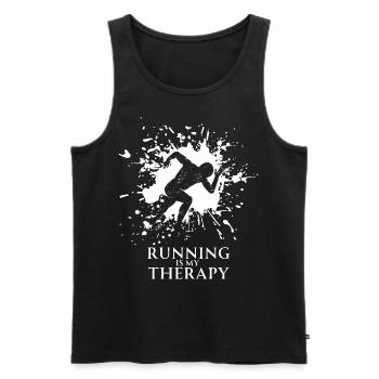 Courir est ma thérapie (3) - Débardeur bio Premium Homme - noir - Devant - Michal (187cm)